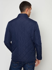 Threadbare Blue Funnel Neck Diamond Quilted Jacket - Image 2 of 5