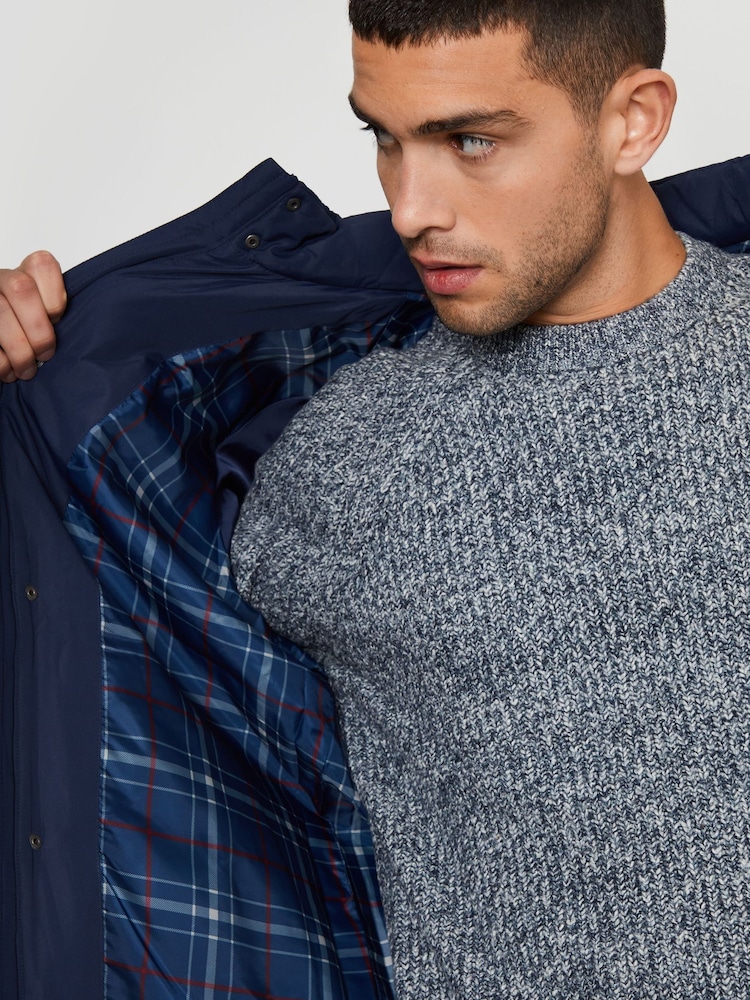 Threadbare Blue Funnel Neck Diamond Quilted Jacket - Image 5 of 5