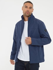 Threadbare Blue Funnel Neck Lightweight Jacket With Stretch - Image 1 of 5