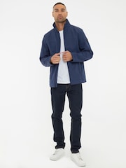 Threadbare Blue Funnel Neck Lightweight Jacket With Stretch - Image 3 of 5