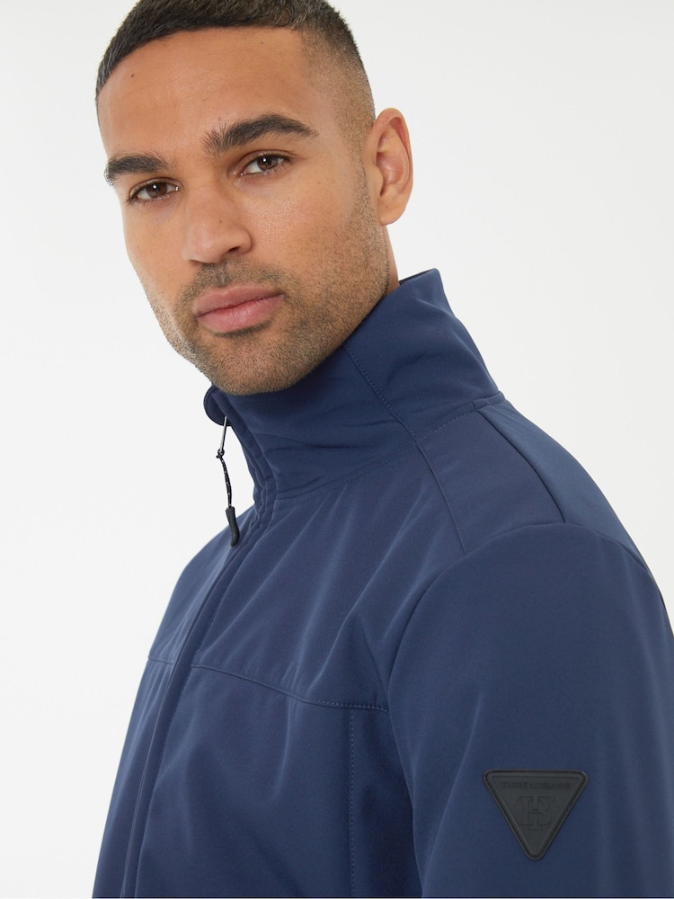 Threadbare Blue Funnel Neck Lightweight Jacket With Stretch - Image 5 of 5