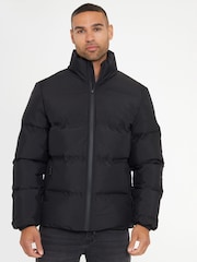 Threadbare Black Showerproof Funnel Neck Puffer Jacket - Image 1 of 5