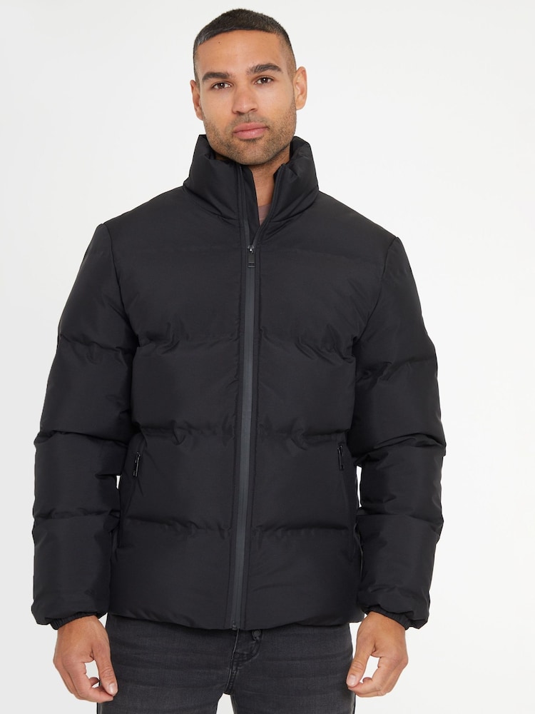 Threadbare Black Showerproof Funnel Neck Puffer Jacket - Image 1 of 5