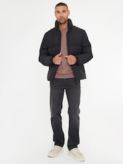Threadbare Black Showerproof Funnel Neck Puffer Jacket - Image 4 of 5