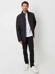 Threadbare Black Funnel Neck Diamond Quilted Jacket - Image 2 of 5