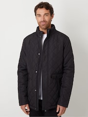 Threadbare Black Funnel Neck Diamond Quilted Jacket - Image 3 of 5