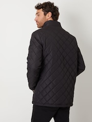Threadbare Black Funnel Neck Diamond Quilted Jacket - Image 4 of 5