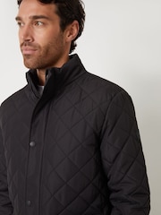Threadbare Black Funnel Neck Diamond Quilted Jacket - Image 5 of 5