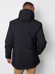 Threadbare Black Showerproof Patch Pocket Padded Hooded Coat - Image 2 of 4