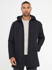 Threadbare Black Showerproof 2-in-1 Trench Coat with Concealed Hood - Image 1 of 4