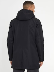 Threadbare Black Showerproof 2-in-1 Trench Coat with Concealed Hood - Image 2 of 4