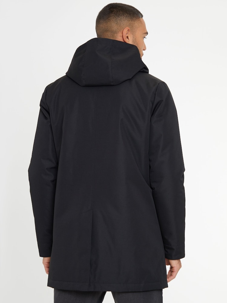 Threadbare Black Showerproof 2-in-1 Trench Coat with Concealed Hood - Image 2 of 4