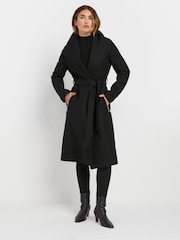 Long Tall Sally Black Wrap Coat - Image 1 of 5