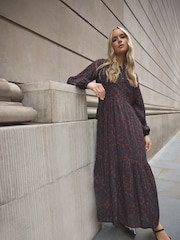 Long Tall Sally Brown Long Sleeve Tiered Smock Dress - Image 1 of 5