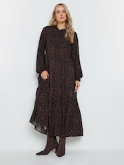 Long Tall Sally Brown Long Sleeve Tiered Smock Dress - Image 2 of 5