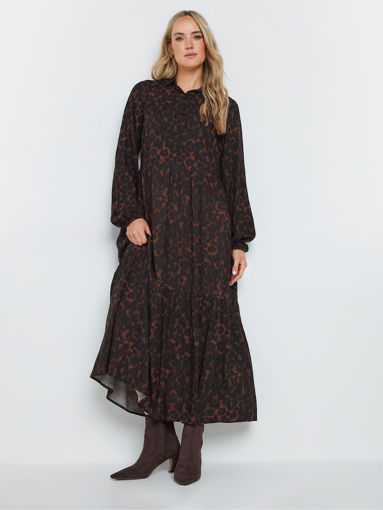Long Tall Sally Brown Long Sleeve Tiered Smock Dress - Image 2 of 5