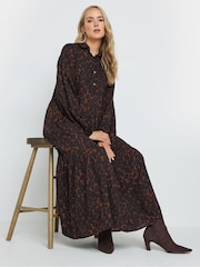 Long Tall Sally Brown Long Sleeve Tiered Smock Dress - Image 3 of 5