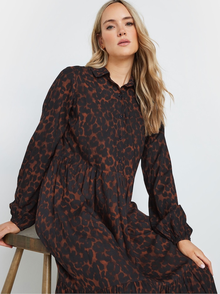 Long Tall Sally Brown Long Sleeve Tiered Smock Dress - Image 5 of 5