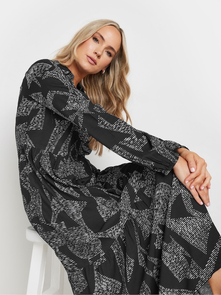 Long Tall Sally Black Long Sleeve Tiered Smock Dress - Image 1 of 4