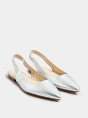 Long Tall Sally Silver Flat Point Slingback Shoes - Image 2 of 5