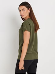 Long Tall Sally Green Button Shoulder T-Shirt - Image 3 of 5