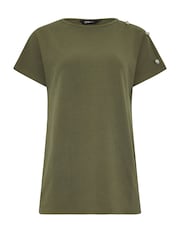 Long Tall Sally Green Button Shoulder T-Shirt - Image 5 of 5