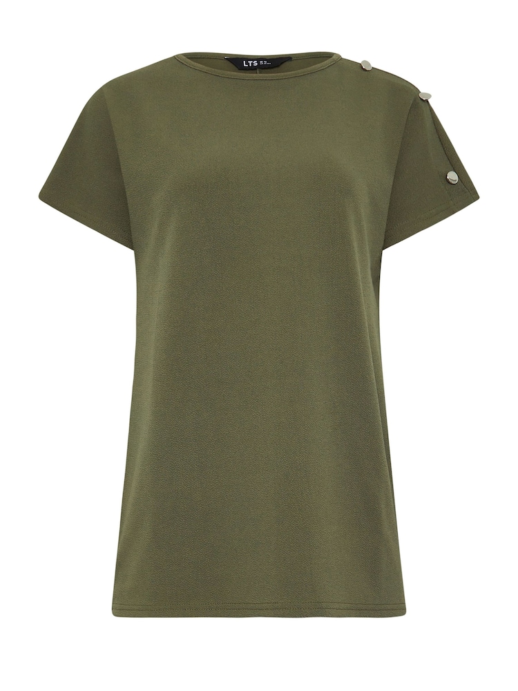 Long Tall Sally Green Button Shoulder T-Shirt - Image 5 of 5