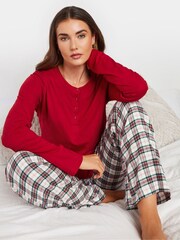 Long Tall Sally Red Long Sleeve Placket 100% Cotton Pyjamas Top - Image 4 of 4