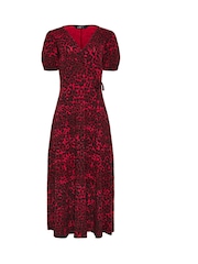 Long Tall Sally Red Animal Print Wrap Midi Dress - Image 5 of 5