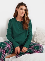 بلوزة بيجامة كُم طويل من القطن 100% مزودة بفتحة أزرار من Long Tall Sally - صورة 1 من 5