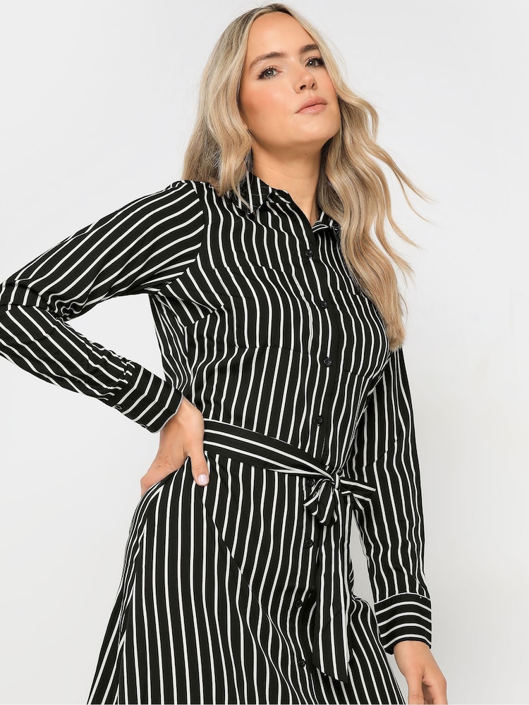 Long Tall Sally Black Stripe Shirt Dress - Image 2 of 5