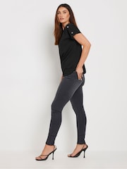 Long Tall Sally Black Button Shoulder T-Shirt - Image 3 of 5