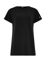 Long Tall Sally Black Button Shoulder T-Shirt - Image 5 of 5