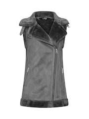 Long Tall Sally Grey Aviator Gilet - Image 5 of 5