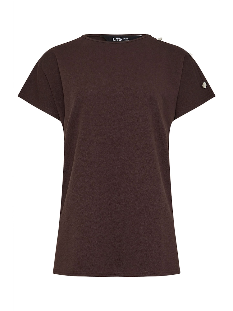Long Tall Sally Brown Tall Sally Chocolate Button Shoulder T-Shirt - Image 1 of 4