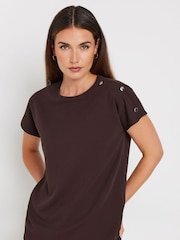 Long Tall Sally Brown Tall Sally Chocolate Button Shoulder T-Shirt - Image 4 of 4