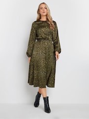 Long Tall Sally Natural Leopard Print Long Sleeve Midi Dress - Image 1 of 5