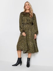 Long Tall Sally Natural Leopard Print Long Sleeve Midi Dress - Image 2 of 5