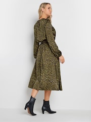 Long Tall Sally Natural Leopard Print Long Sleeve Midi Dress - Image 3 of 5