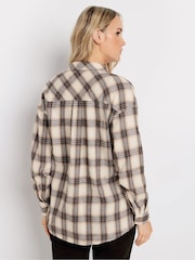 Long Tall Sally Natural Drop Shoulder Check 100% Cotton Shirt - Image 2 of 4