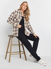 Long Tall Sally Natural Drop Shoulder Check 100% Cotton Shirt - Image 4 of 4