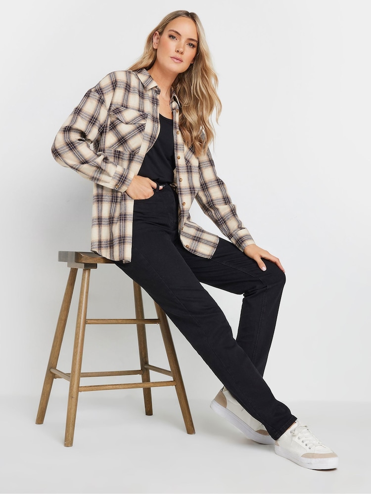 Long Tall Sally Natural Drop Shoulder Check 100% Cotton Shirt - Image 4 of 4