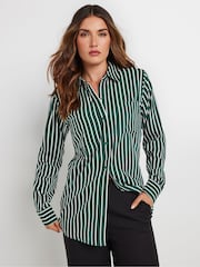 Long Tall Sally Green Stripe Long Sleeve Shirt - Image 1 of 5