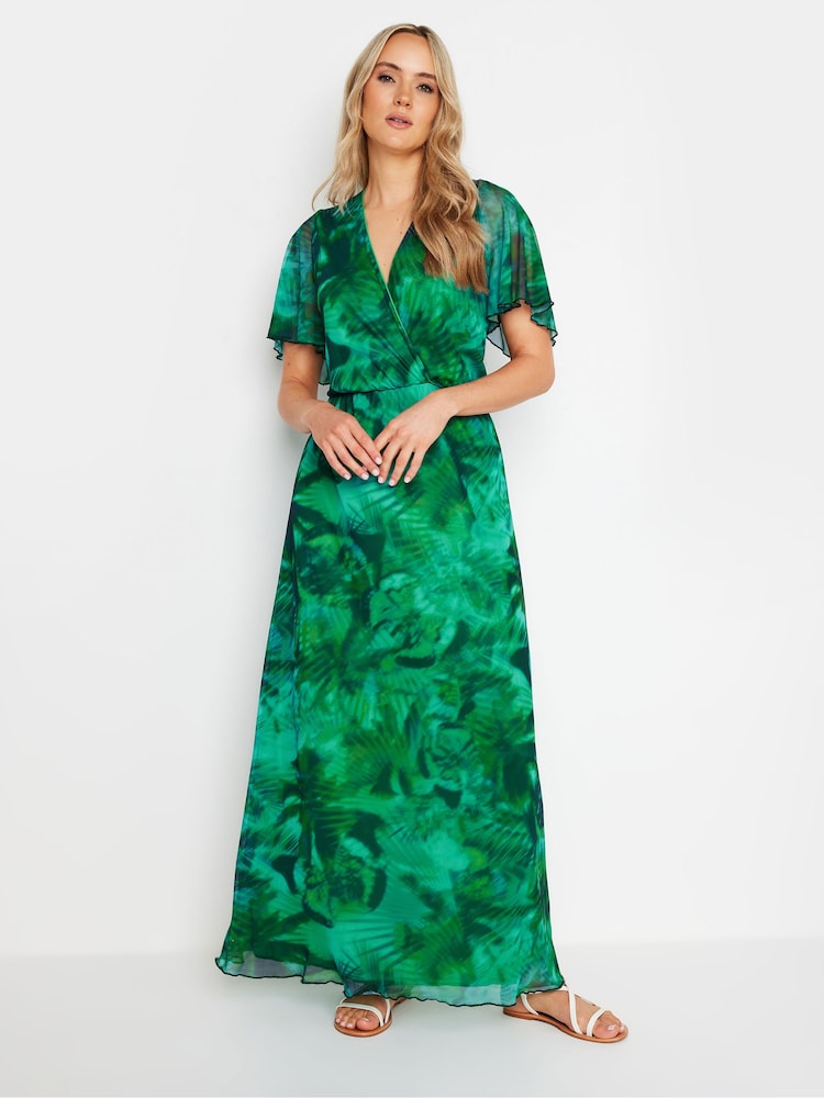 Long Tall Sally Green Tropical Mesh Maxi Dress - Image 1 of 5