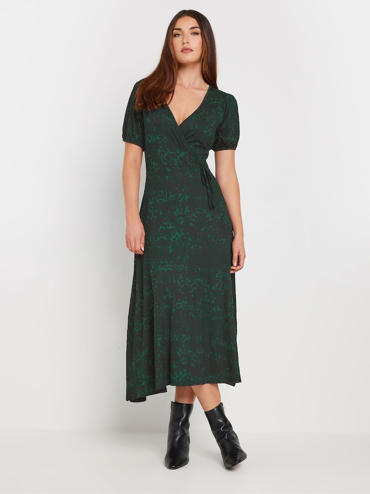Long Tall Sally Green Animal Wrap Midi Dress - Image 1 of 5 Long Tall Sally Green Animal Wrap Midi Dress - Image 1 of 5