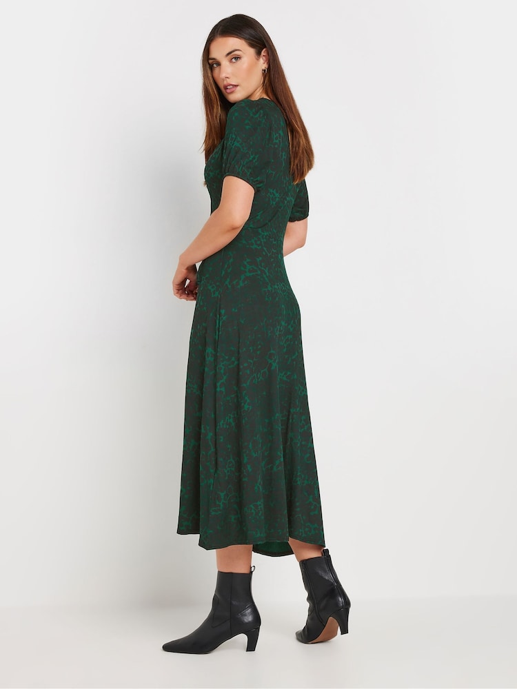 Long Tall Sally Green Animal Wrap Midi Dress - Image 3 of 5