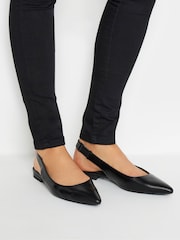 Long Tall Sally Black Flat Point Slingback Shoes - Image 1 of 5