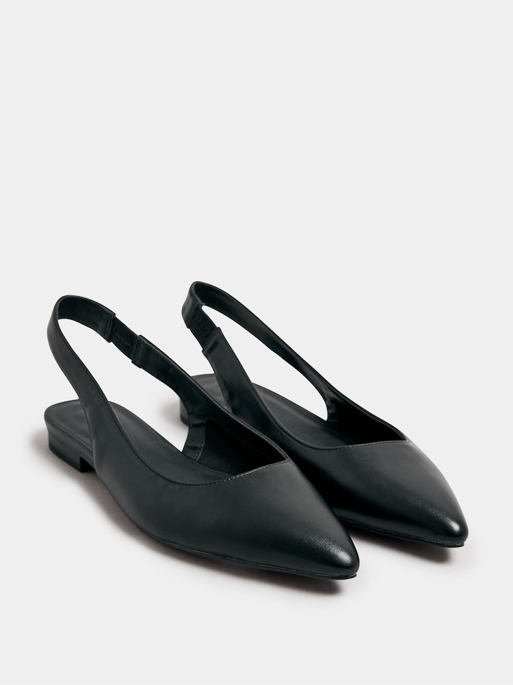 Long Tall Sally Black Flat Point Slingback Shoes - Image 2 of 5