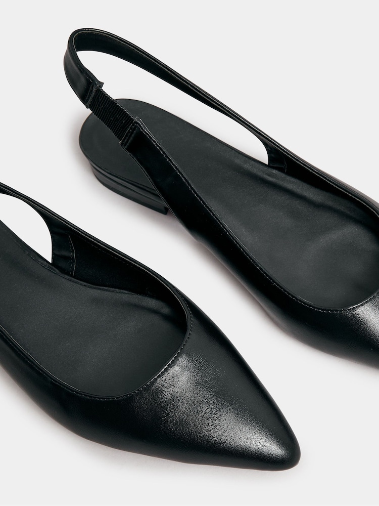 Long Tall Sally Black Flat Point Slingback Shoes - Image 5 of 5