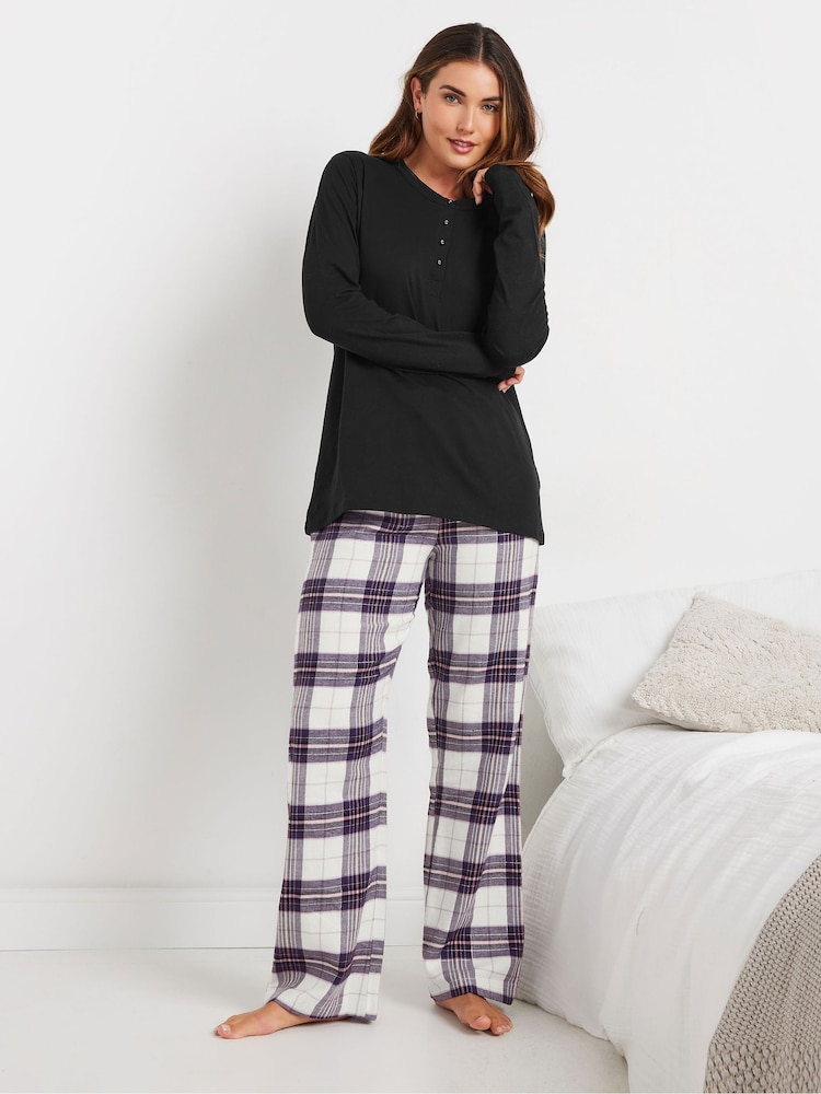 بلوزة بيجامة كُم طويل من القطن 100% مزودة بفتحة أزرار من Long Tall Sally - صورة 2 من 2